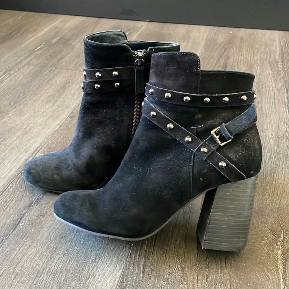 BP "Kolo" Suede Leather Black Ankle Booties - EUC